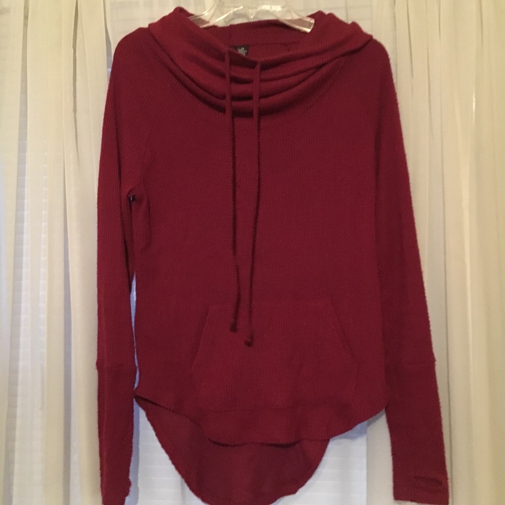 Red hooded slouch neck shirt size M